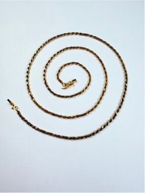 14K Solid Yellow Gold OroAmerica 2MM Rope Twist Chain 20" Vintage Necklace